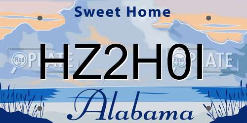 HZ2H0I Alabama License Plate