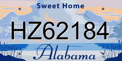 HZ62184 Alabama License Plate