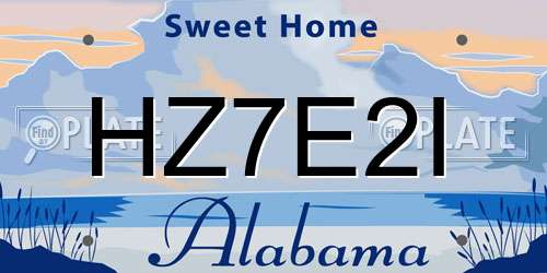 HZ7E2I Alabama License Plate