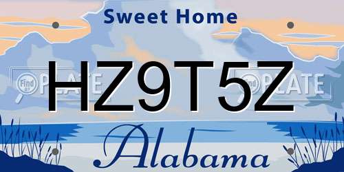 HZ9T5Z Alabama License Plate