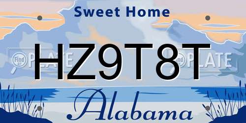 HZ9T8T Alabama License Plate