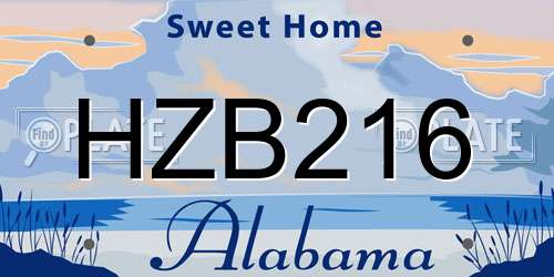 HZB216 Alabama License Plate