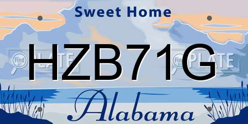 HZB71G Alabama License Plate