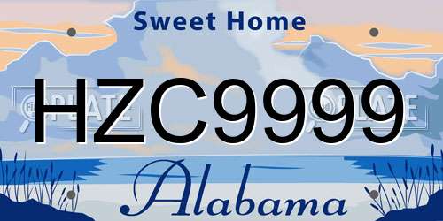 HZC9999 Alabama License Plate