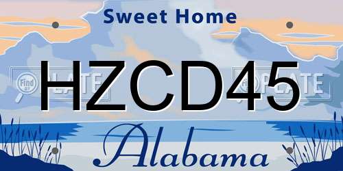 HZCD45 Alabama License Plate