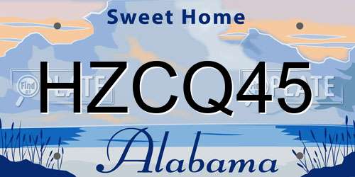 HZCQ45 Alabama License Plate
