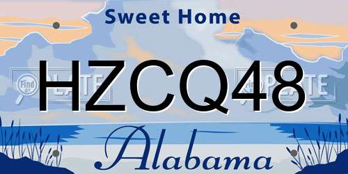 HZCQ48 Alabama License Plate
