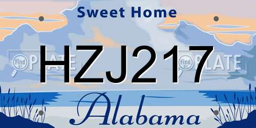 HZJ217 Alabama License Plate