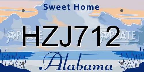 HZJ712 Alabama License Plate