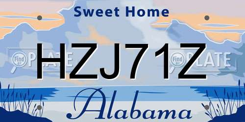 HZJ71Z Alabama License Plate