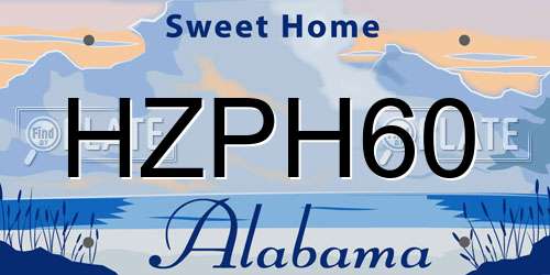 HZPH60 Alabama License Plate