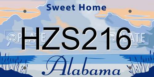HZS216 Alabama License Plate