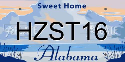 HZST16 Alabama License Plate