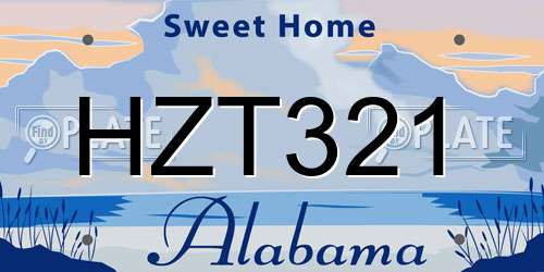 HZT321 Alabama License Plate
