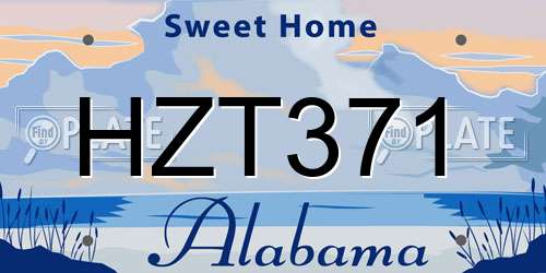 HZT371 Alabama License Plate
