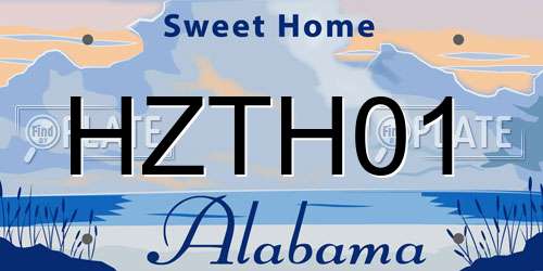 HZTH01 Alabama License Plate