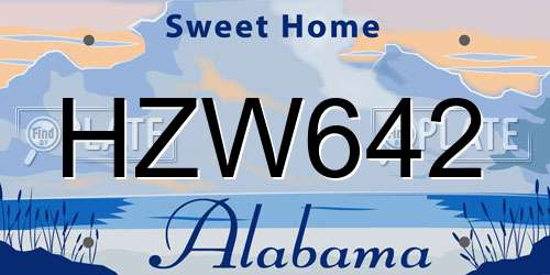 HZW642 Alabama License Plate
