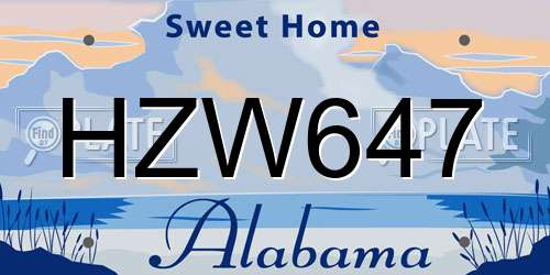 HZW647 Alabama License Plate