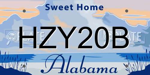 HZY20B Alabama License Plate