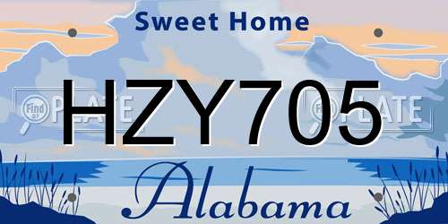 HZY705 Alabama License Plate