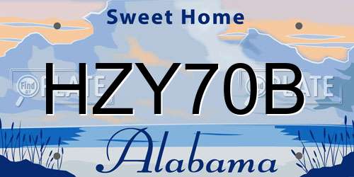 HZY70B Alabama License Plate