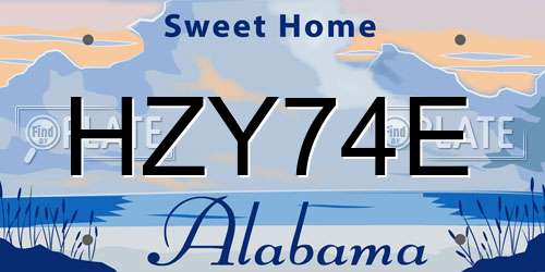 HZY74E Alabama License Plate