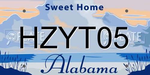 HZYT05 Alabama License Plate