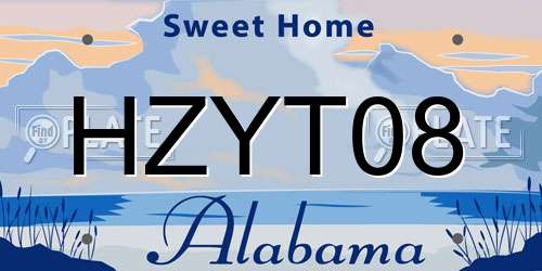 HZYT08 Alabama License Plate