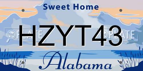 HZYT43 Alabama License Plate
