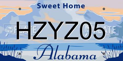 HZYZ05 Alabama License Plate