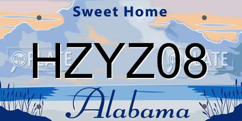 HZYZ08 Alabama License Plate