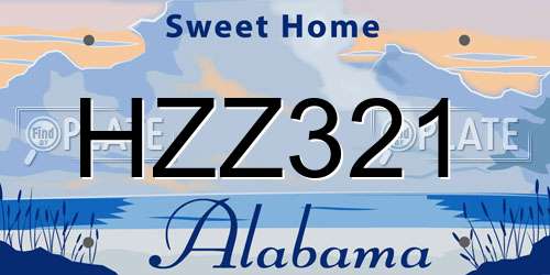 HZZ321 Alabama License Plate