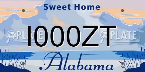 I000ZT Alabama License Plate
