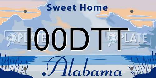 I00DTT Alabama License Plate