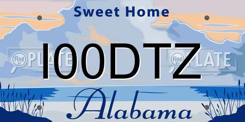 I00DTZ Alabama License Plate