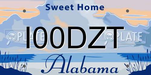 I00DZT Alabama License Plate