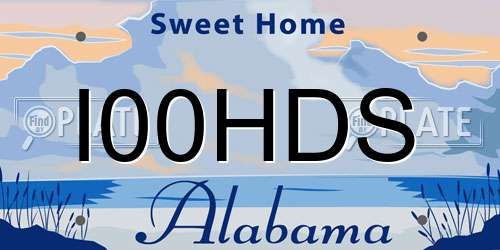 I00HDS Alabama License Plate