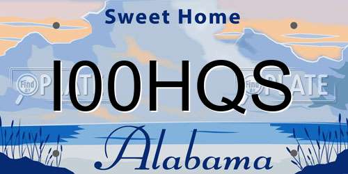 I00HQS Alabama License Plate