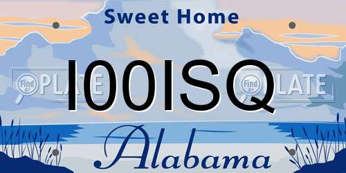 I00ISQ Alabama License Plate