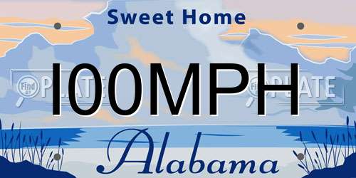 I00MPH Alabama License Plate