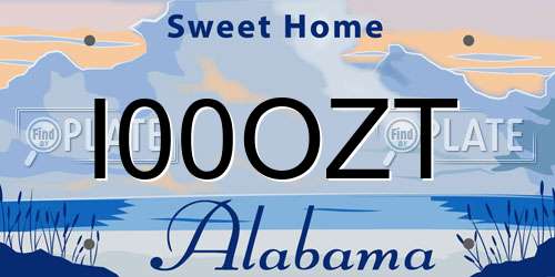 I00OZT Alabama License Plate