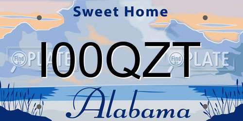 I00QZT Alabama License Plate