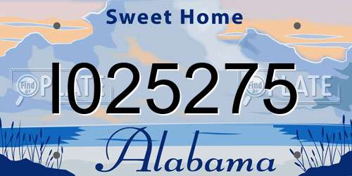 I025275 Alabama License Plate