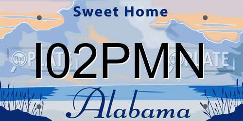 I02PMN Alabama License Plate