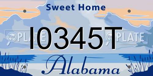 I0345T Alabama License Plate
