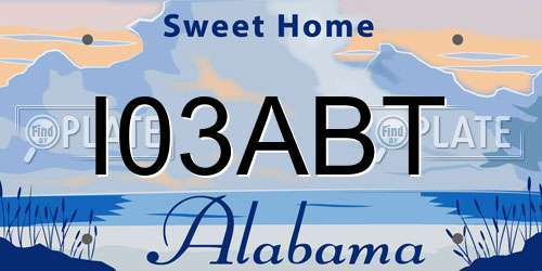 I03ABT Alabama License Plate