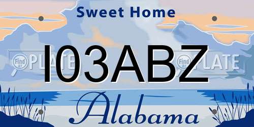 I03ABZ Alabama License Plate