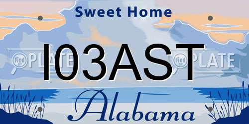 I03AST Alabama License Plate
