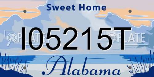 I05215T Alabama License Plate
