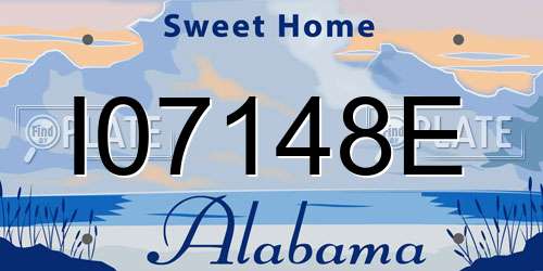 I07148E Alabama License Plate